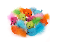 Olala Pets Hračka pro kočky se šantou - pletená myška s peřím 6 cm, 2 ks Olala Pets Hračka pro kočky se šantou - pletená myška s peřím 6 cm, 2 ks