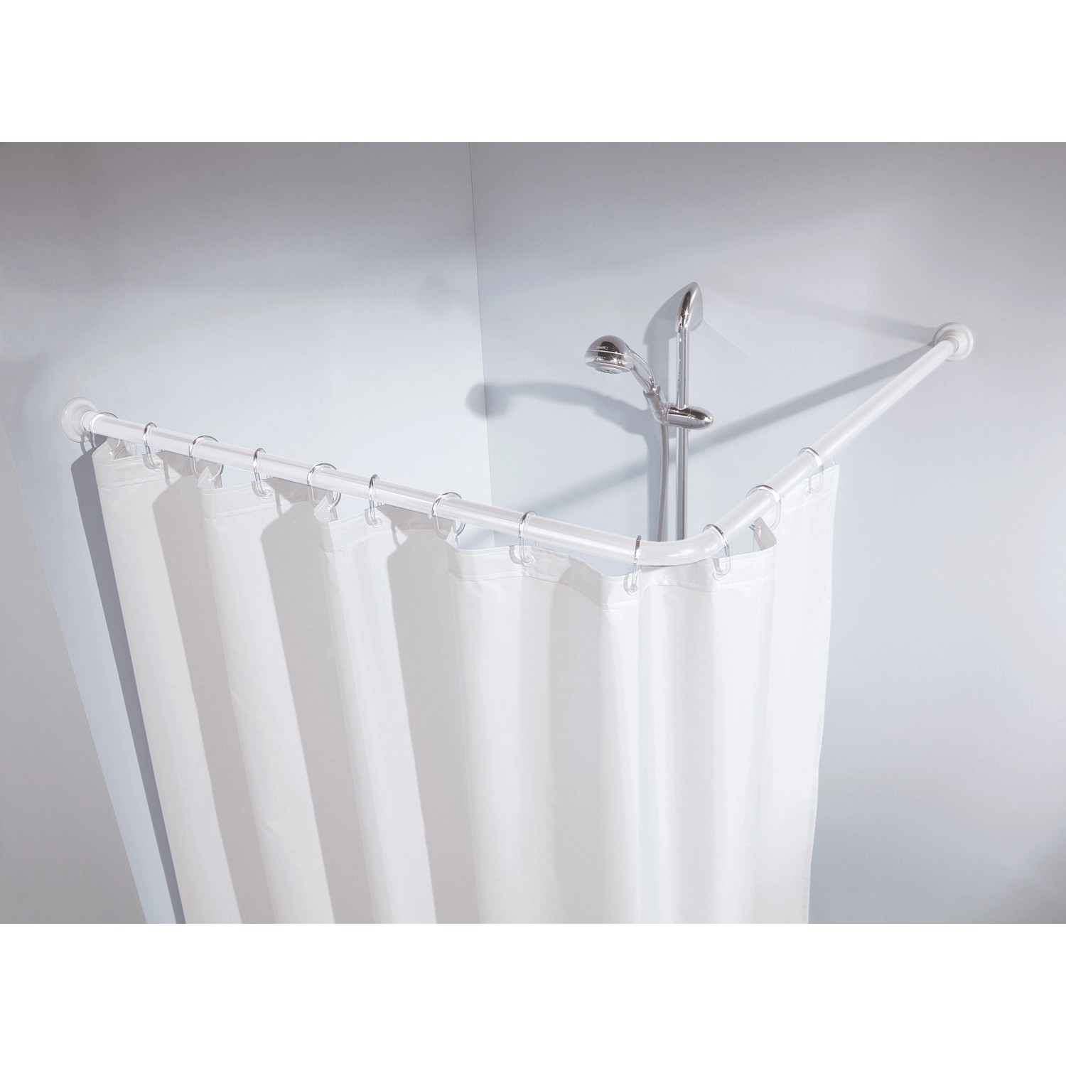 Kleine Wolke Rohová tyč pro sprchové závěsy bílá, pr. 25 mm, 90 x 90 cm