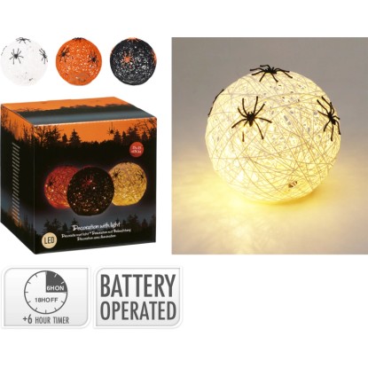 Koopman Papírová koule s pavoukem s 15 LED diodami, různé druhy, pr. 15 cm