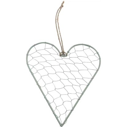 Boltze Závěsná dekorace mřížkované srdce zelené 29 x 25 cm