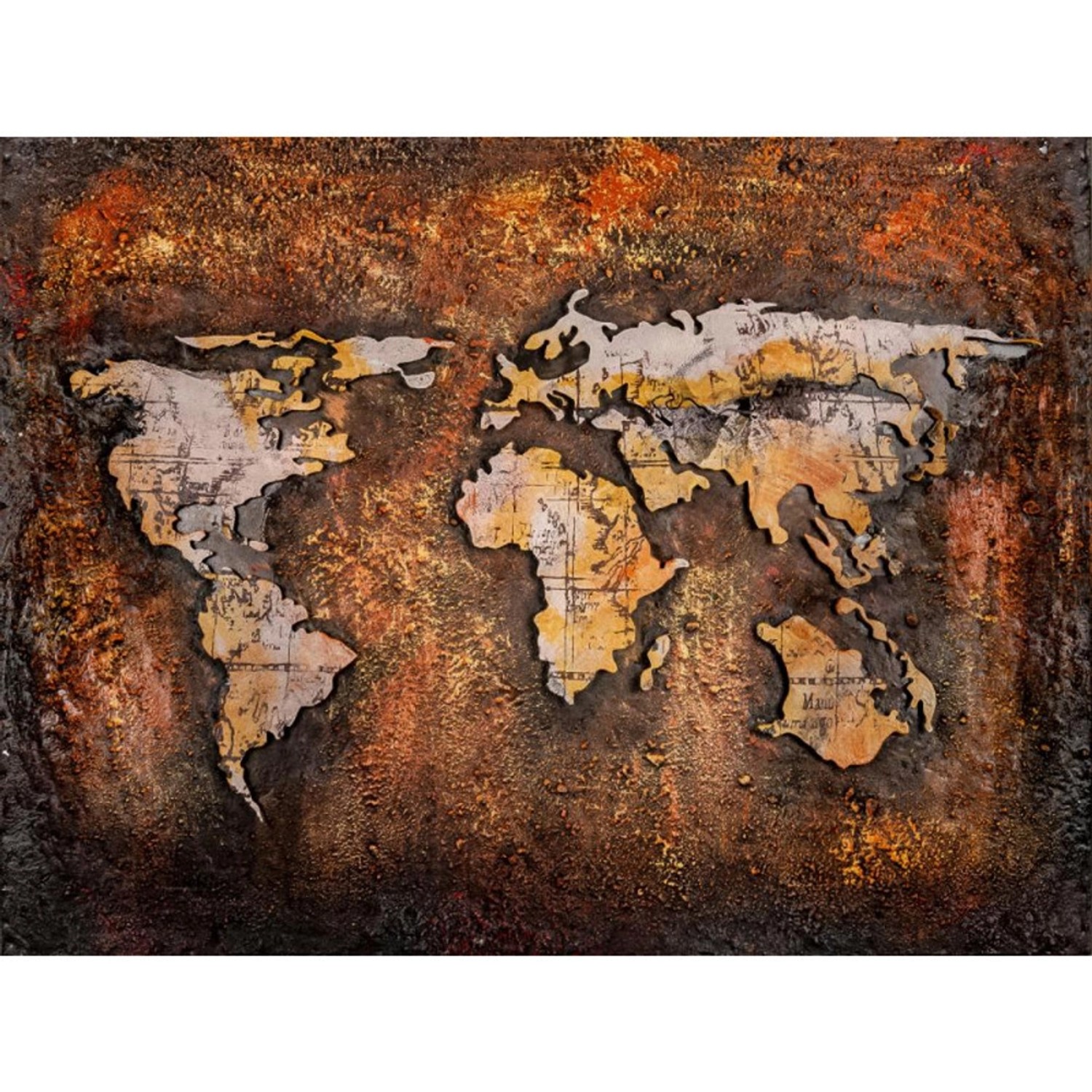 FALC Kovový obraz 3D Mapa světa 60 x 80 cm