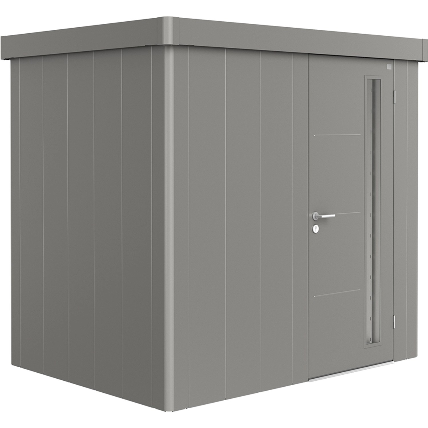 Biohort Plechový zahradní domek Neo1B standardní dveře křem. šedá 236 x 180 cm