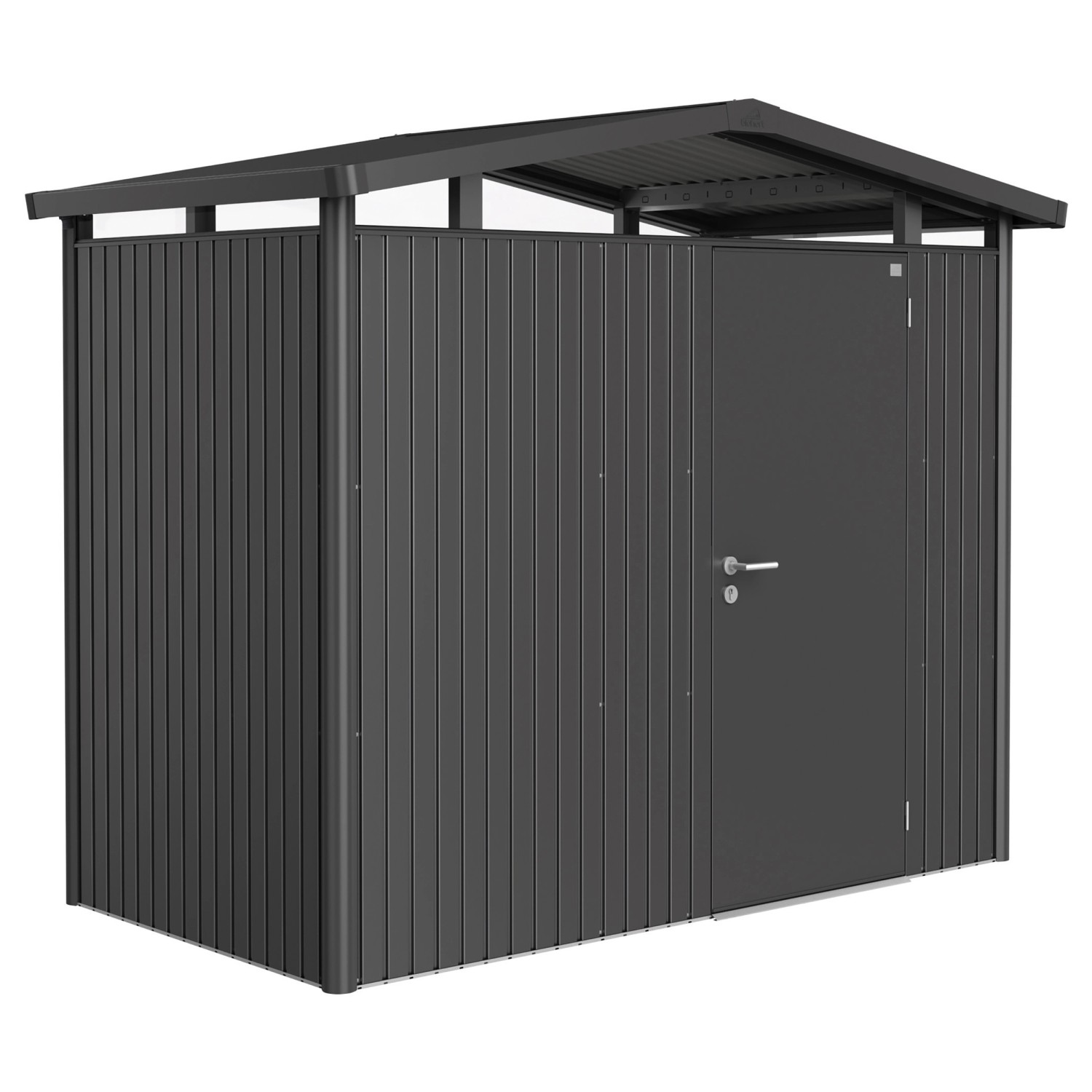 Biohort Plechový domek Panorama P1 stand. dveře, tm.šedá, 273 x 158 x 227 cm