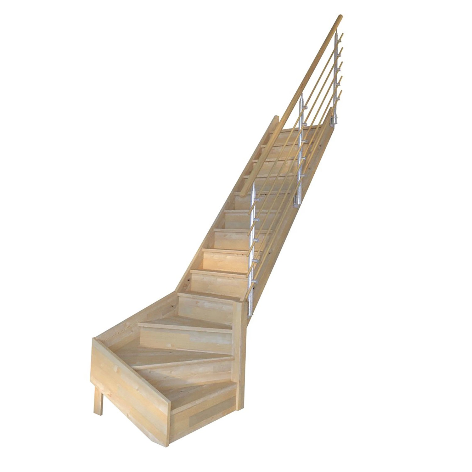 StarWood Schody Korfu smrkové pravé uzavřené design. dřevěné zábradlí