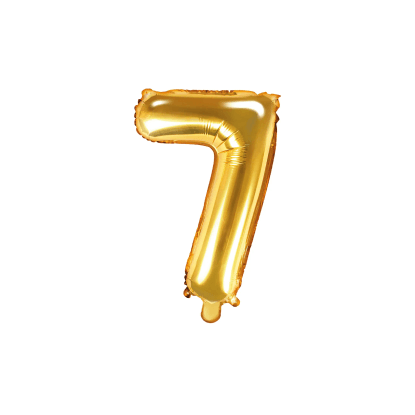 PartyDeco Balón fóliový číslo "7", 35 cm, zlatý