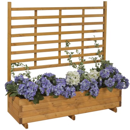 Gaspo Dřevěný truhlík Gmunden s treláží, medově hnědá, 136 x 37 x 136 cm