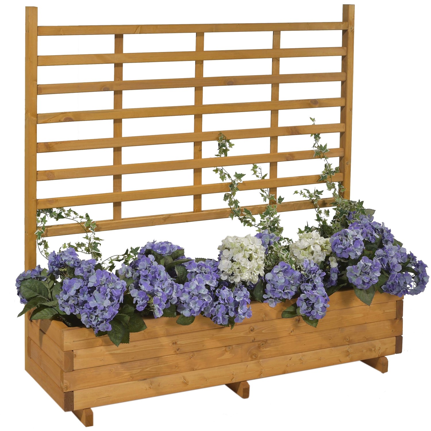 Gaspo Dřevěný truhlík Gmunden s treláží, medově hnědá, 136 x 37 x 136 cm