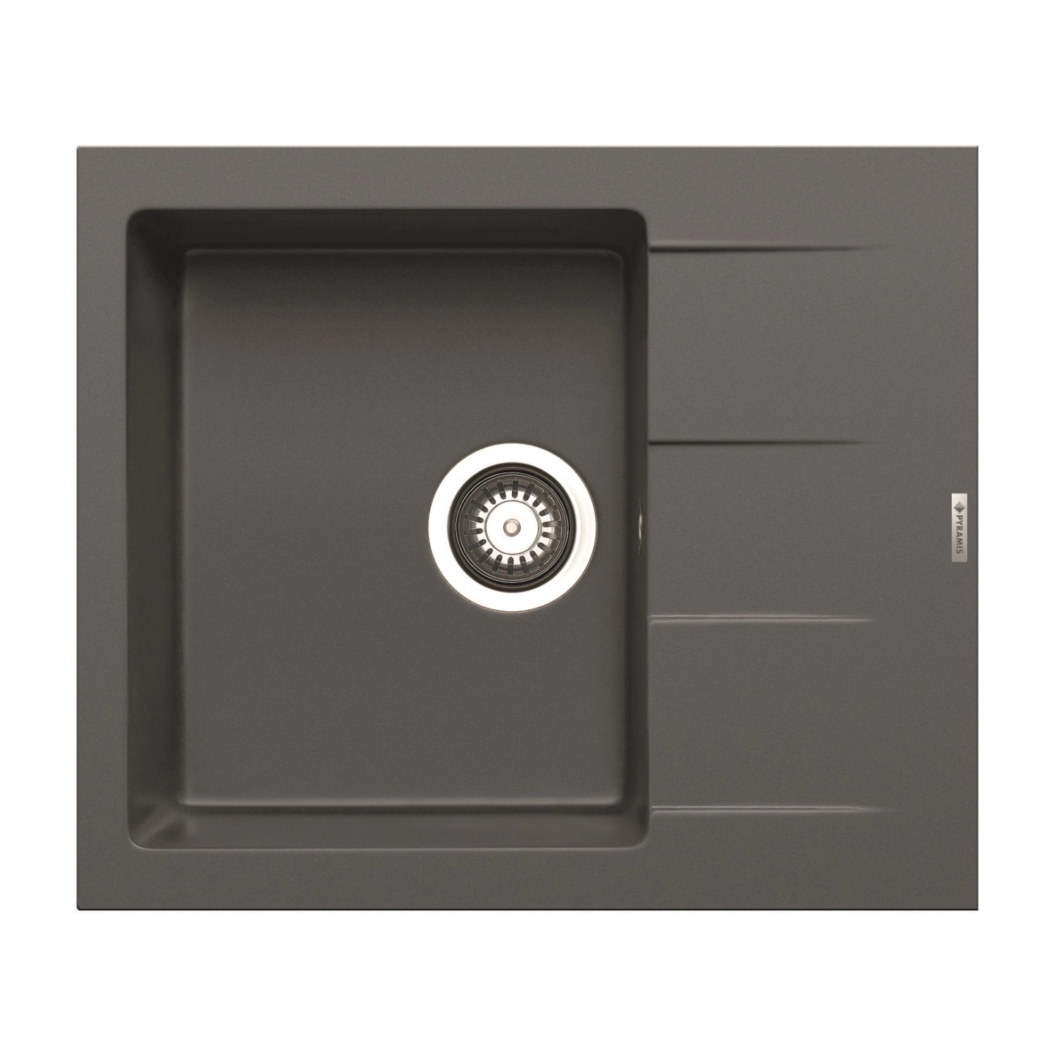 Pyramis Granitový dřez s odkapávačem Athlos 1B 1D, iron grey, 59 x 50 cm