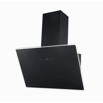 Černý šikmý odsavač par Respekta Lora, 80 cm, energetická třída A++, s dotykovým ovládáním.