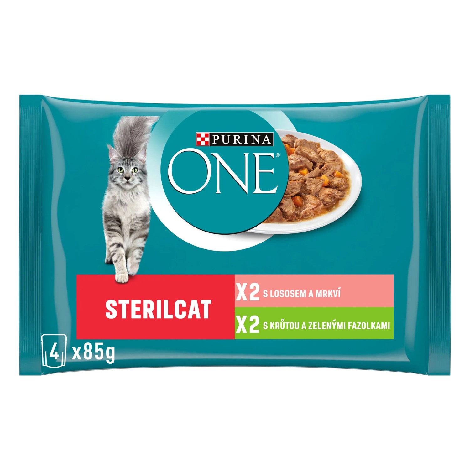 Levně PURINA ONE Sterilcat Kapsičky pro kočky losos, krůta 4 x 85 g