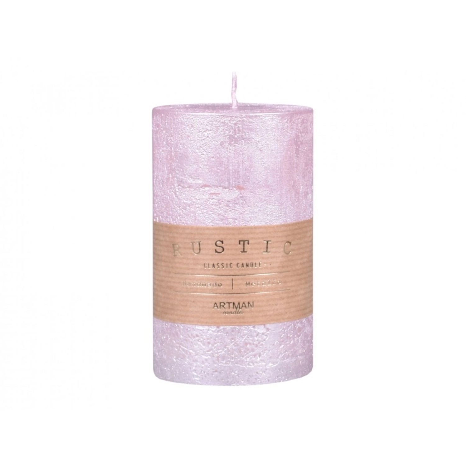 Svíčka válec rustikální, růžová, pr. 7 x 12 cm