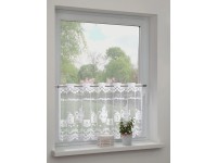 Sehlbach Vitrážová záclona se skrytými poutky, čas kávy, bílá, 140 x 60 cm