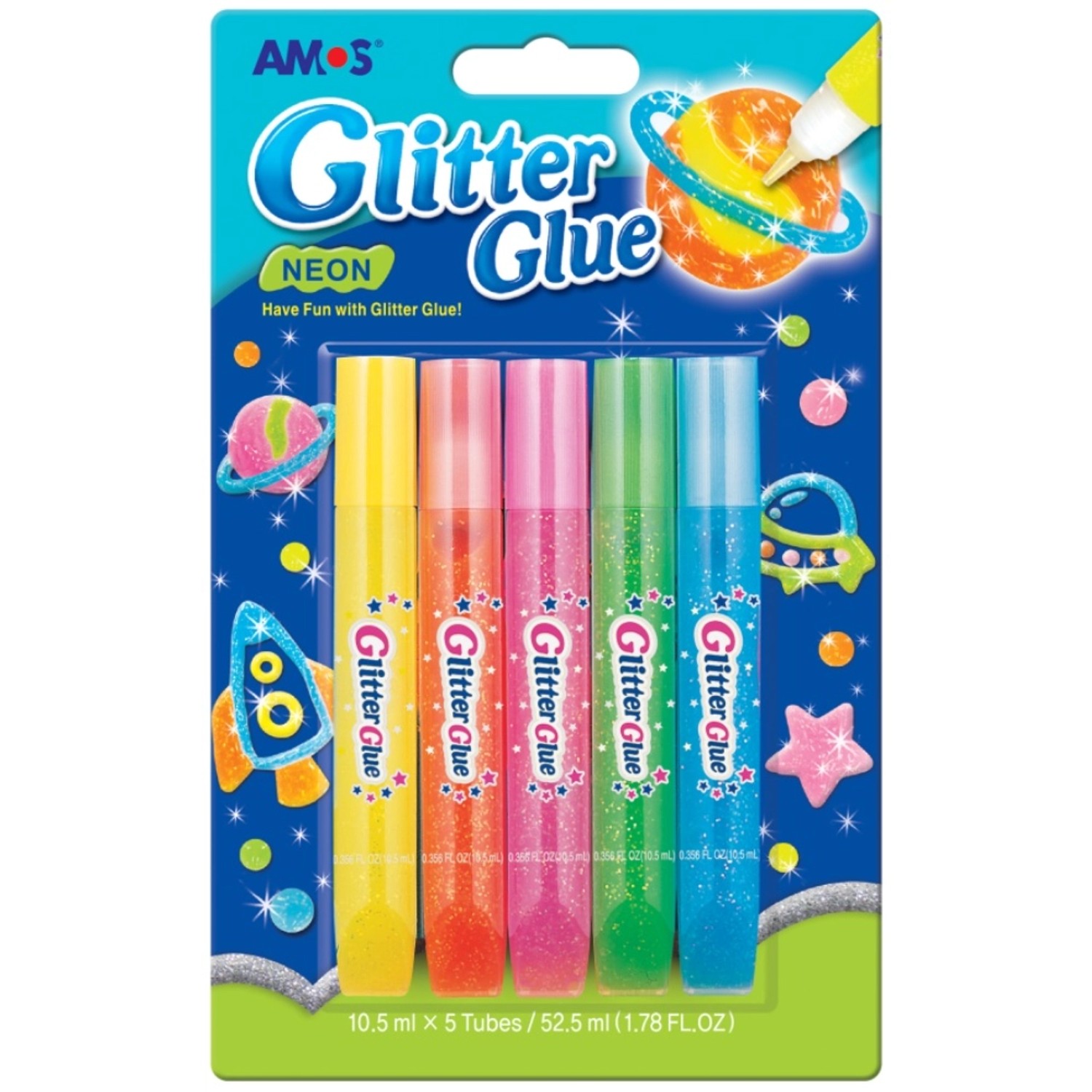 Amos Glitrové lepidlo neon 5 x 10,5 ml