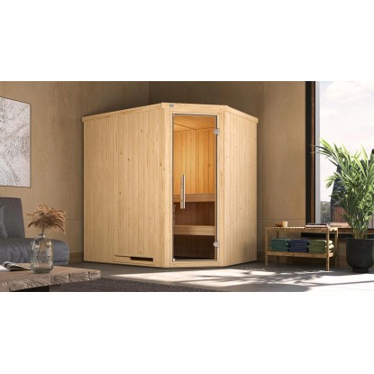 Weka Modulová rohová sauna Varberg skleněné dveře 144 cm x 194 cm x 199 cm
