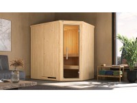 Weka Modulová rohová sauna Varberg skleněné dveře 144 cm x 194 cm x 199 cm
