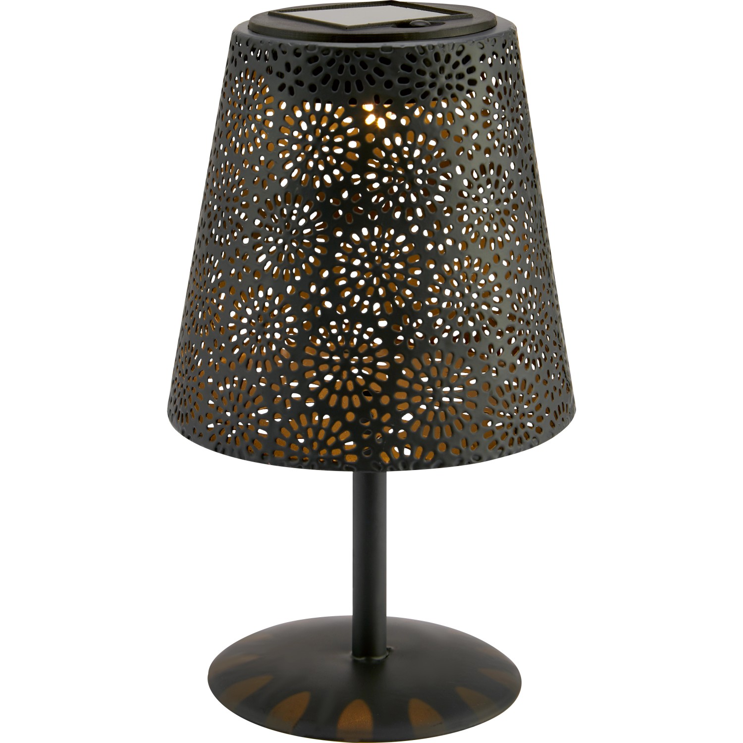 Solární stolní LED lampa s motivem květiny, IP44, tmavě šedá, pr. 12 x 20,5 cm