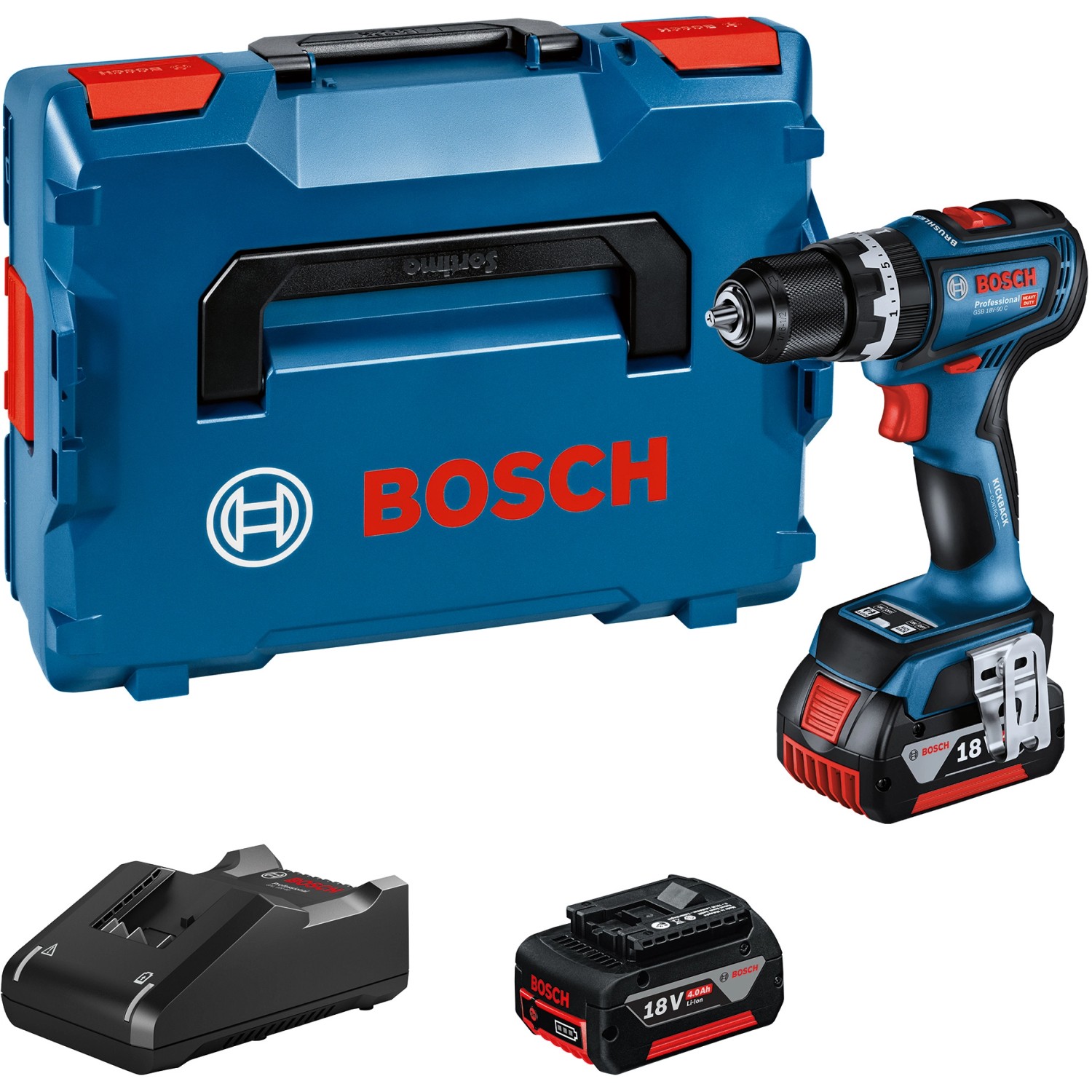 Bosch Professional Aku příklepová vrtačka GSB 18V-90 C+L-Boxx 136+2x5.0Ah+nabíj.