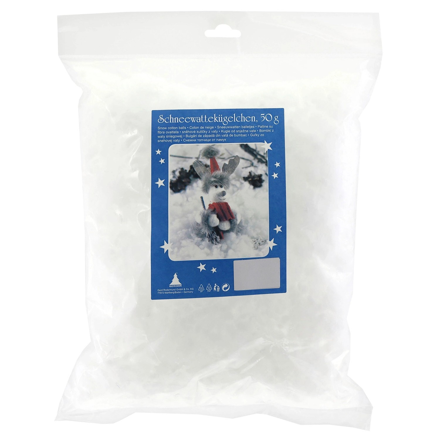 Sněhové kuličky ze sněhové vaty, bílé, 50 g