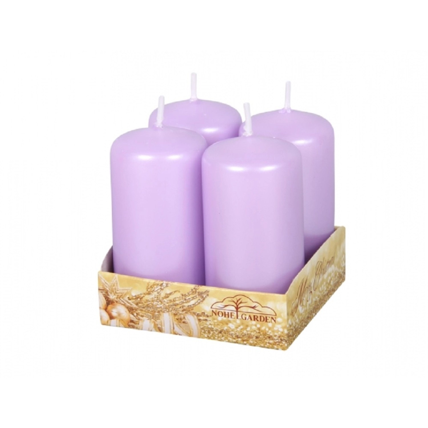 Adventní svíčka, perleťová světle fialová, pr. 4 x 8 cm, 4 ks