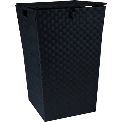 Koš na prádlo z PP výpletu s víkem 35 cm x 35 cm x 55,5 cm černý