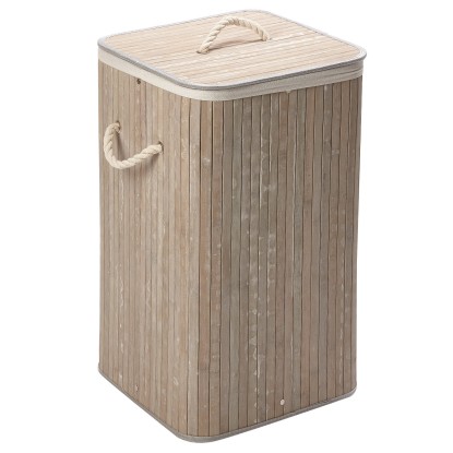 Koš na prádlo bambusový s víkem 35 x 35 x 57 cm