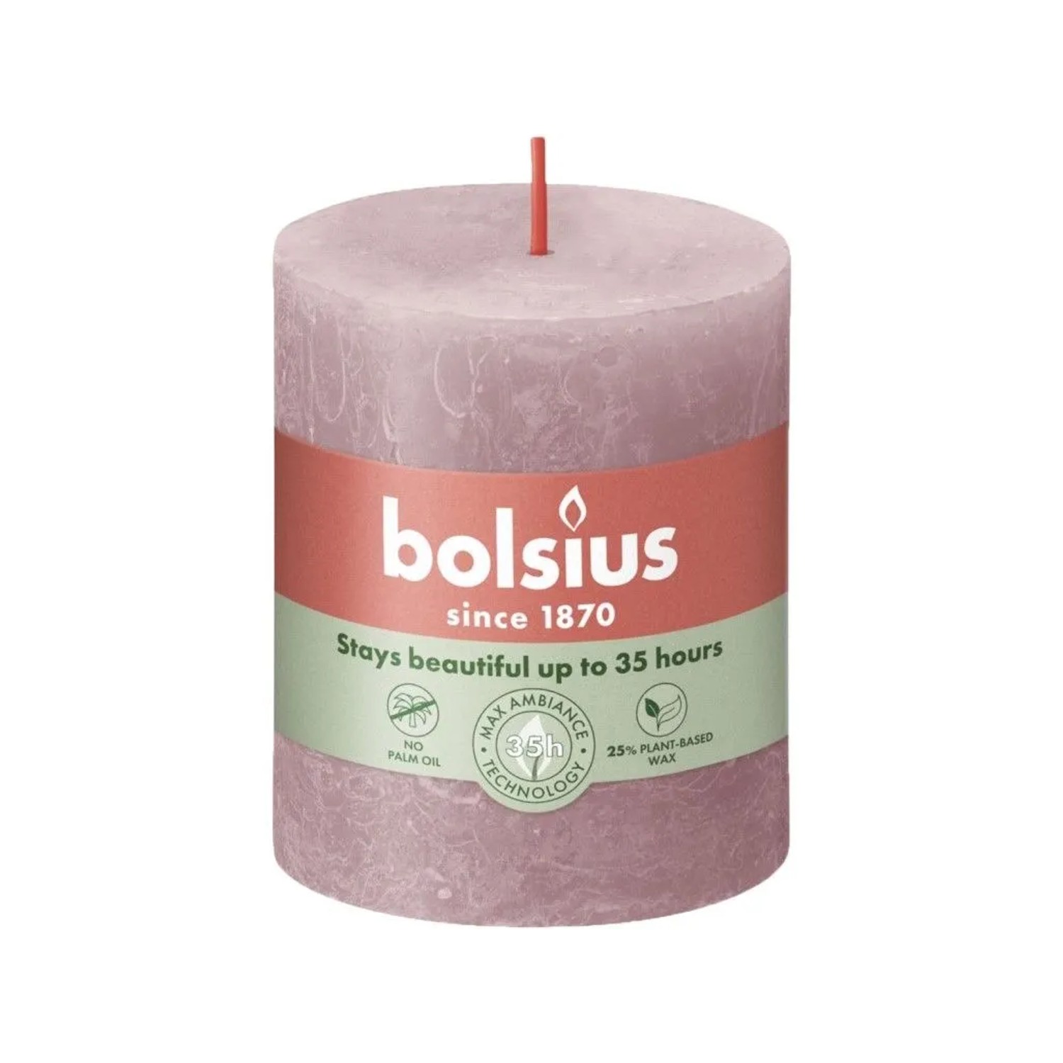 Bolsius Rustic Shine Válec 68×80 mm – Ash Rose (růžová)