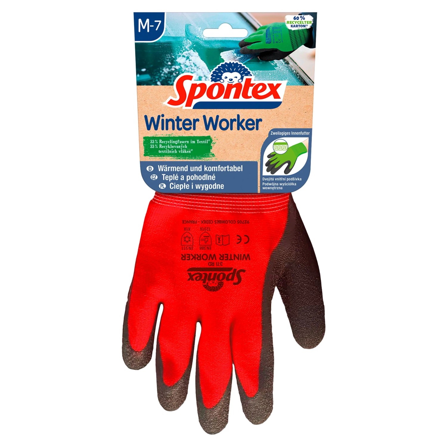Spontex Rukavice z recyklovaných vláken Winter Worker, různé barvy, vel. M