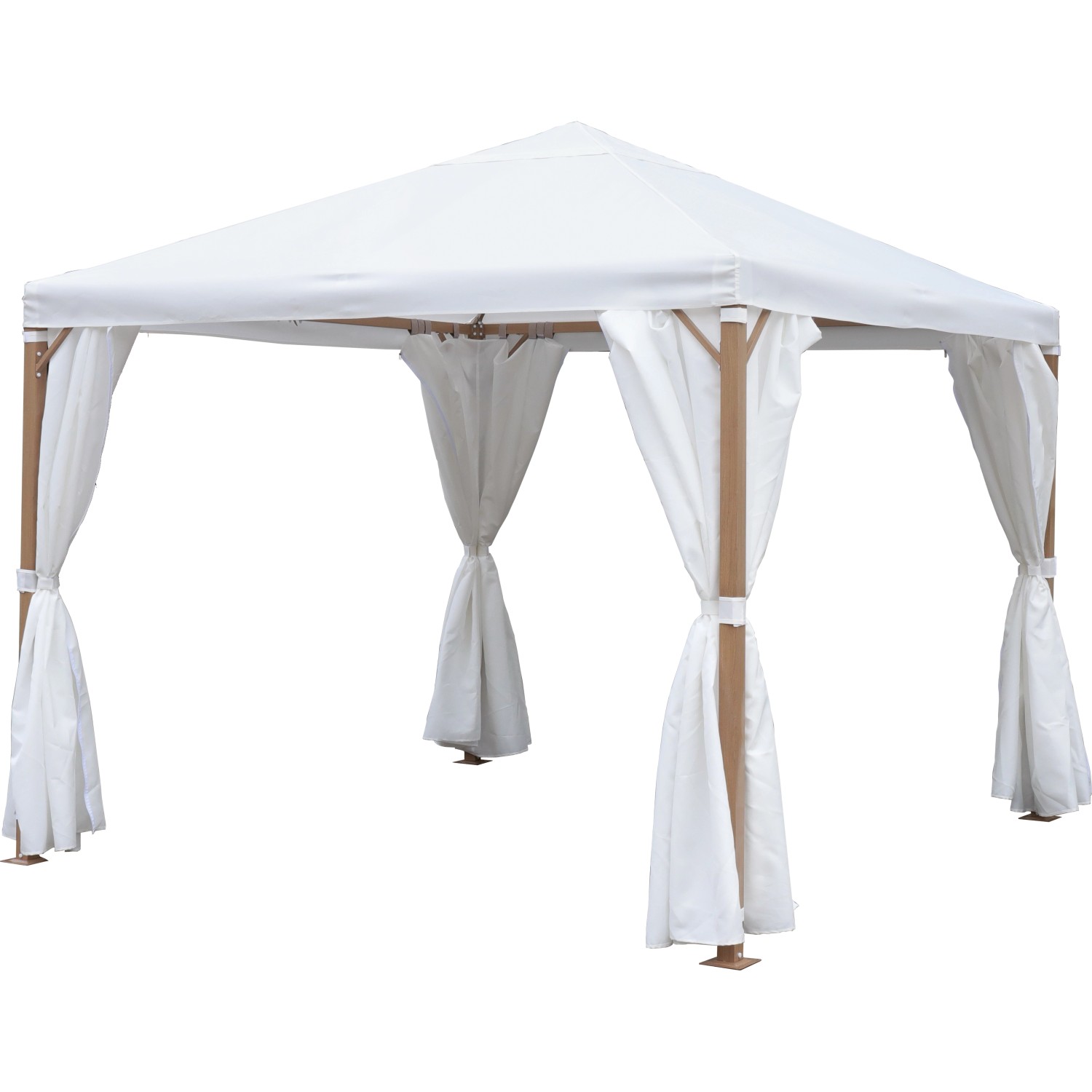 Zahradní altán Marana ocel.konstrukce ve vzhledu dřeva/bílá, 296 x 296 x 280 cm