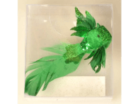 Ptáček na klipsu s jiskřivým zdobením a pírky, velikost 12 cm, Display box, 1 ks