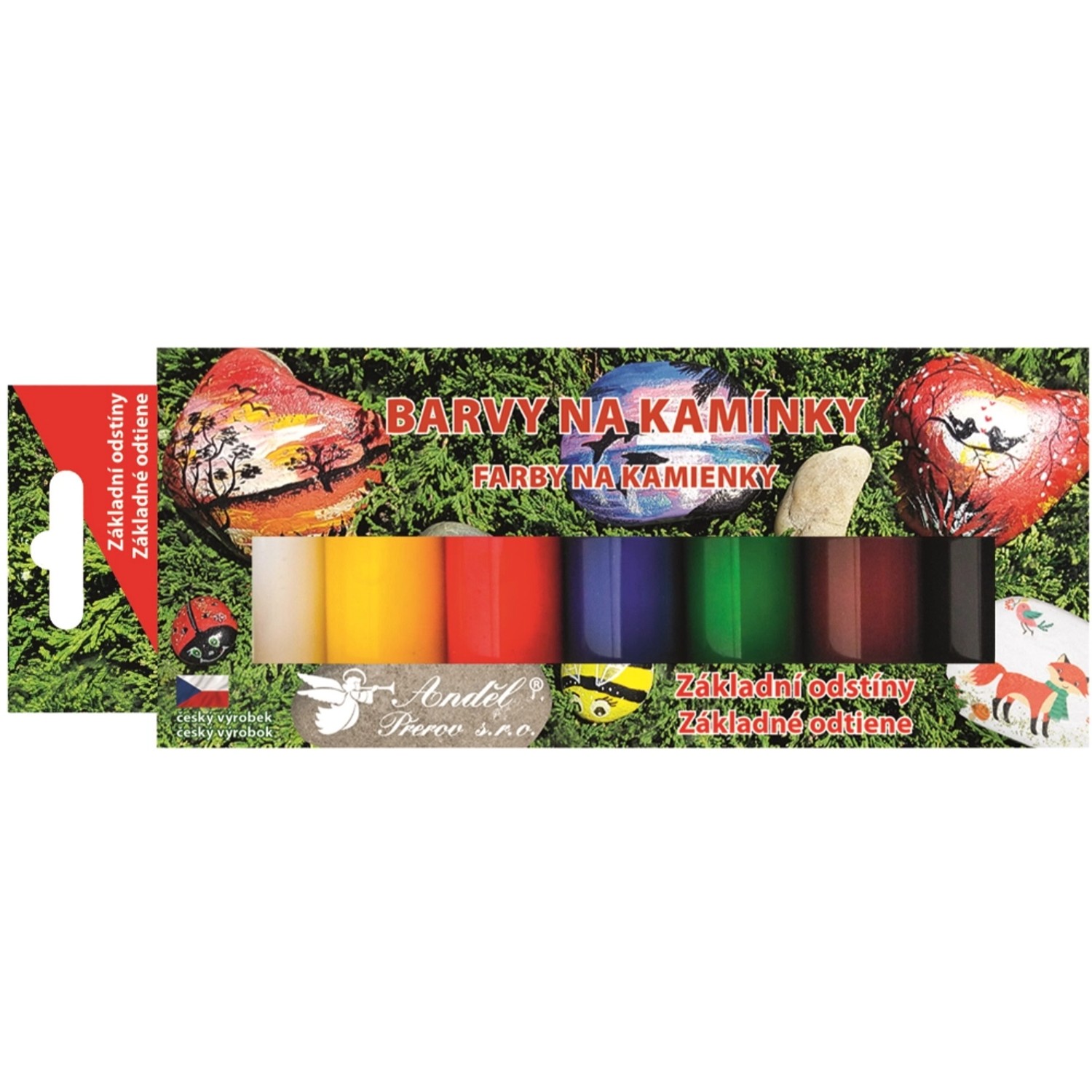 Barvy na kamínky akrylové základní lesklé, 7 x 15 g