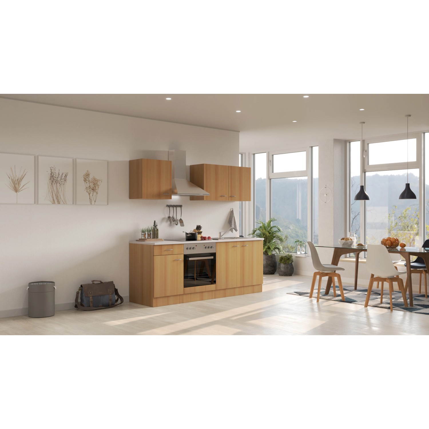 Flex-Well Kuchyně Nano 210 cm/typ 6 - trouba/varná deska/digestoř