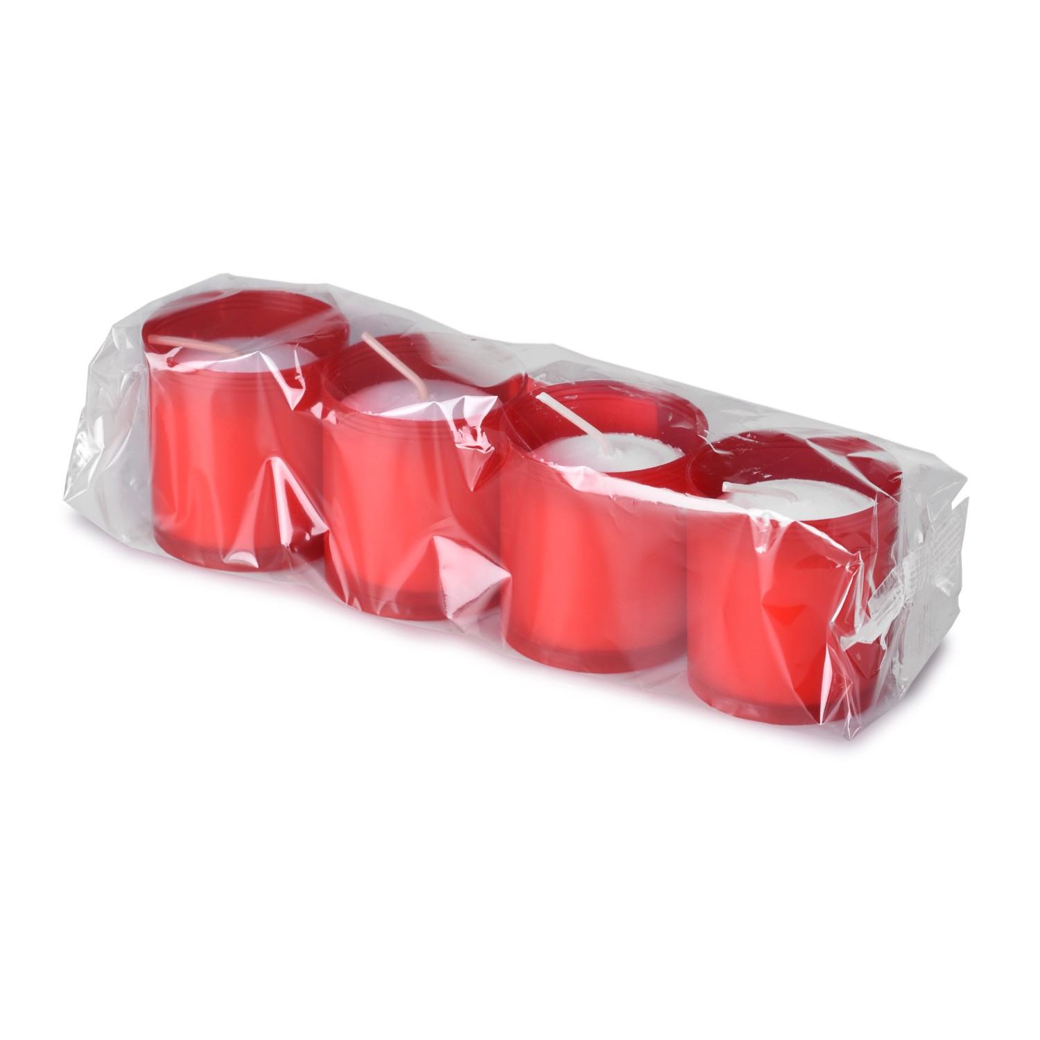 Lisované hřbitovní svíčky, červená, 4x55 g
