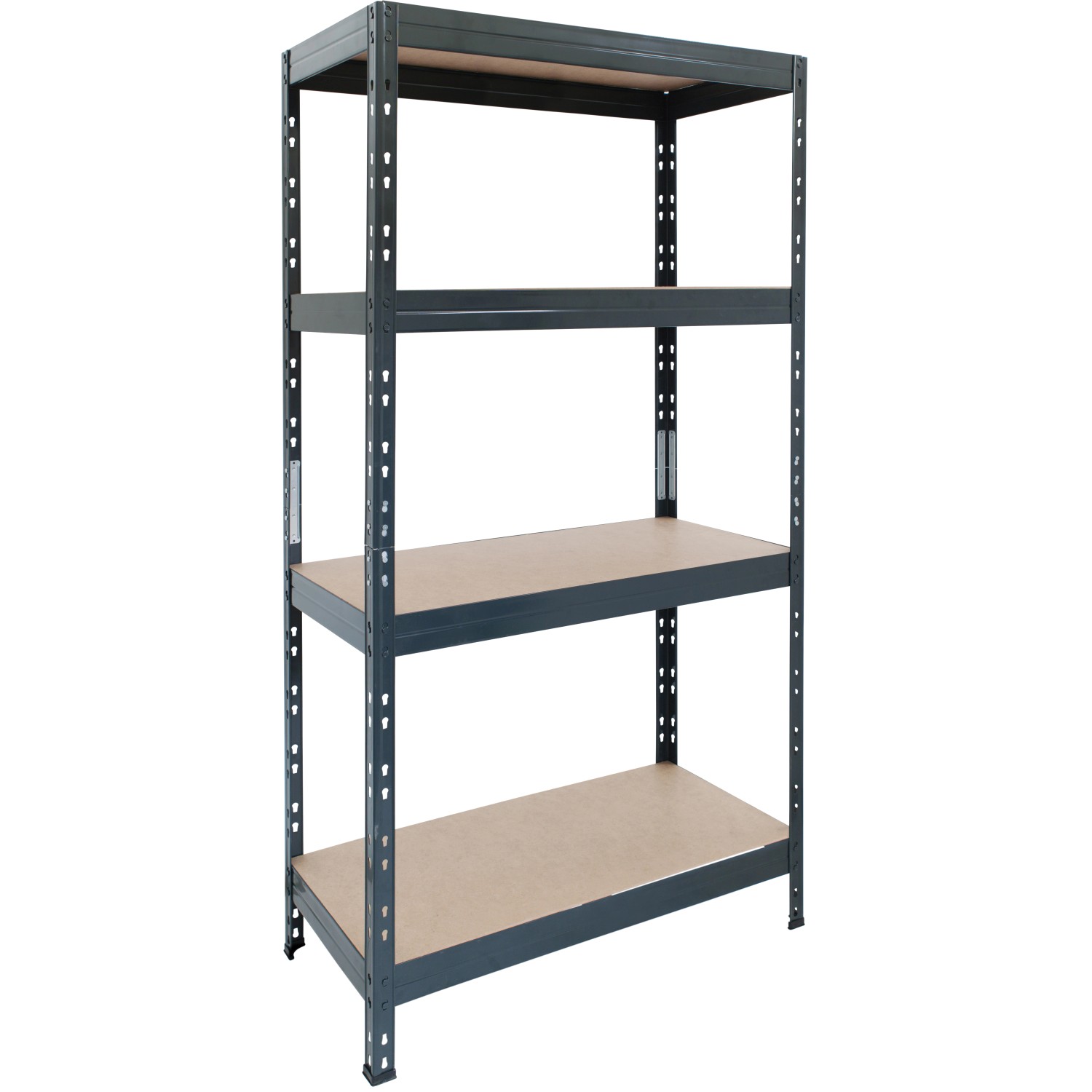 AR Shelving Kovový regál RIVET antracitový, 4 police, 175 kg, 180 x 90 x 45 cm