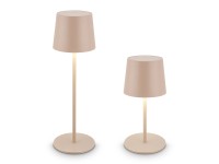 Brilo Dobíjecí LED stolní lampa Bota, 2,6W, 120lm, IP44, béžová, pr. 11 x 33 cm