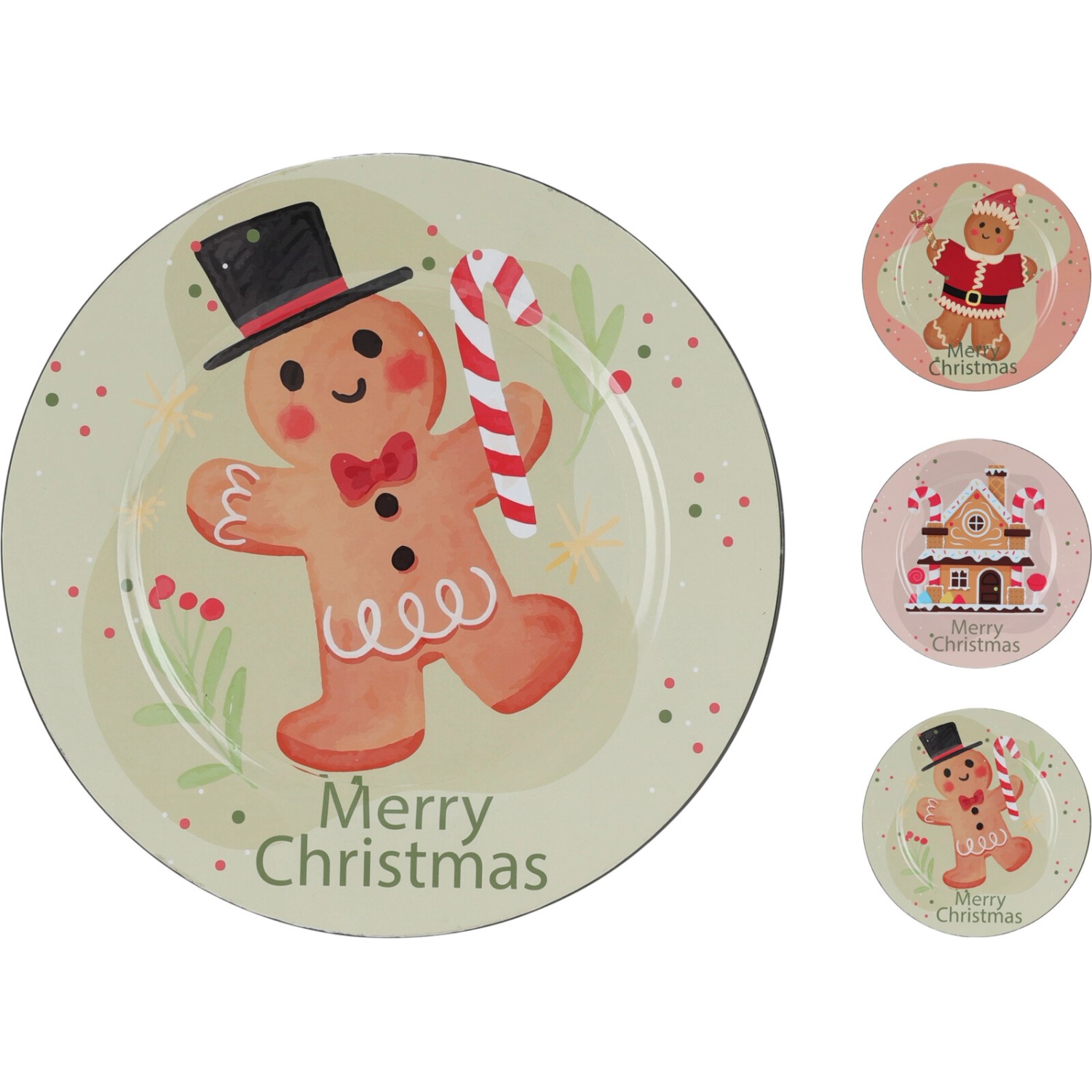 Plastový mělký talíř s vánočními motivy, různé druhy, pr. 33 cm