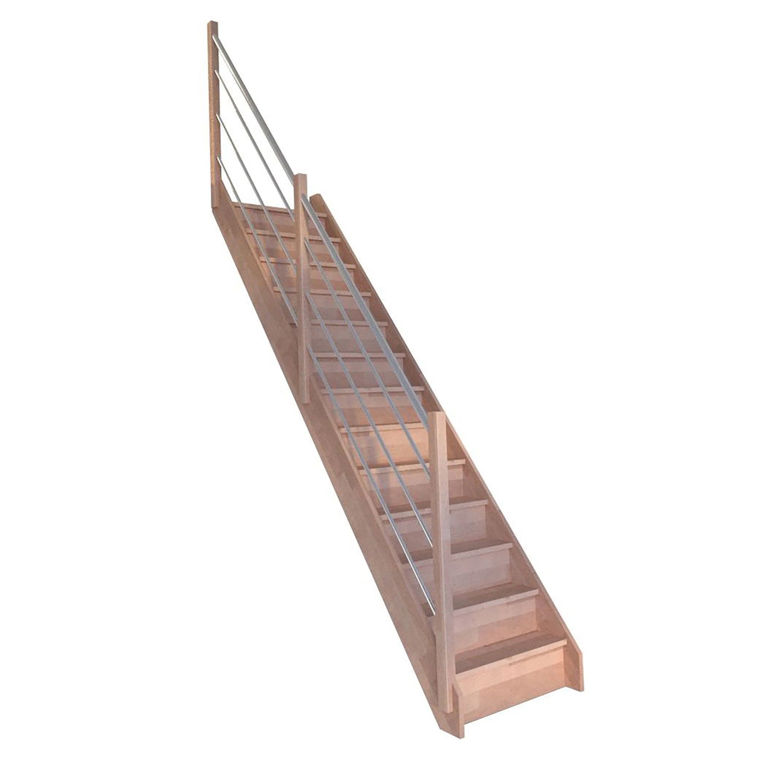 StarWood Schody Rhodos bukové rovné uzavřené dřevěné nerezové zábradlí levé