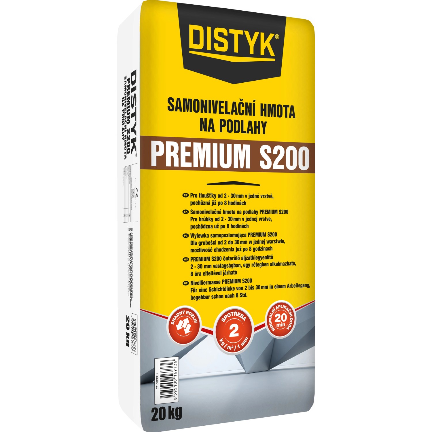 DISTYK Samonivelační hmota na podlahy PREMIUM S200 20 kg