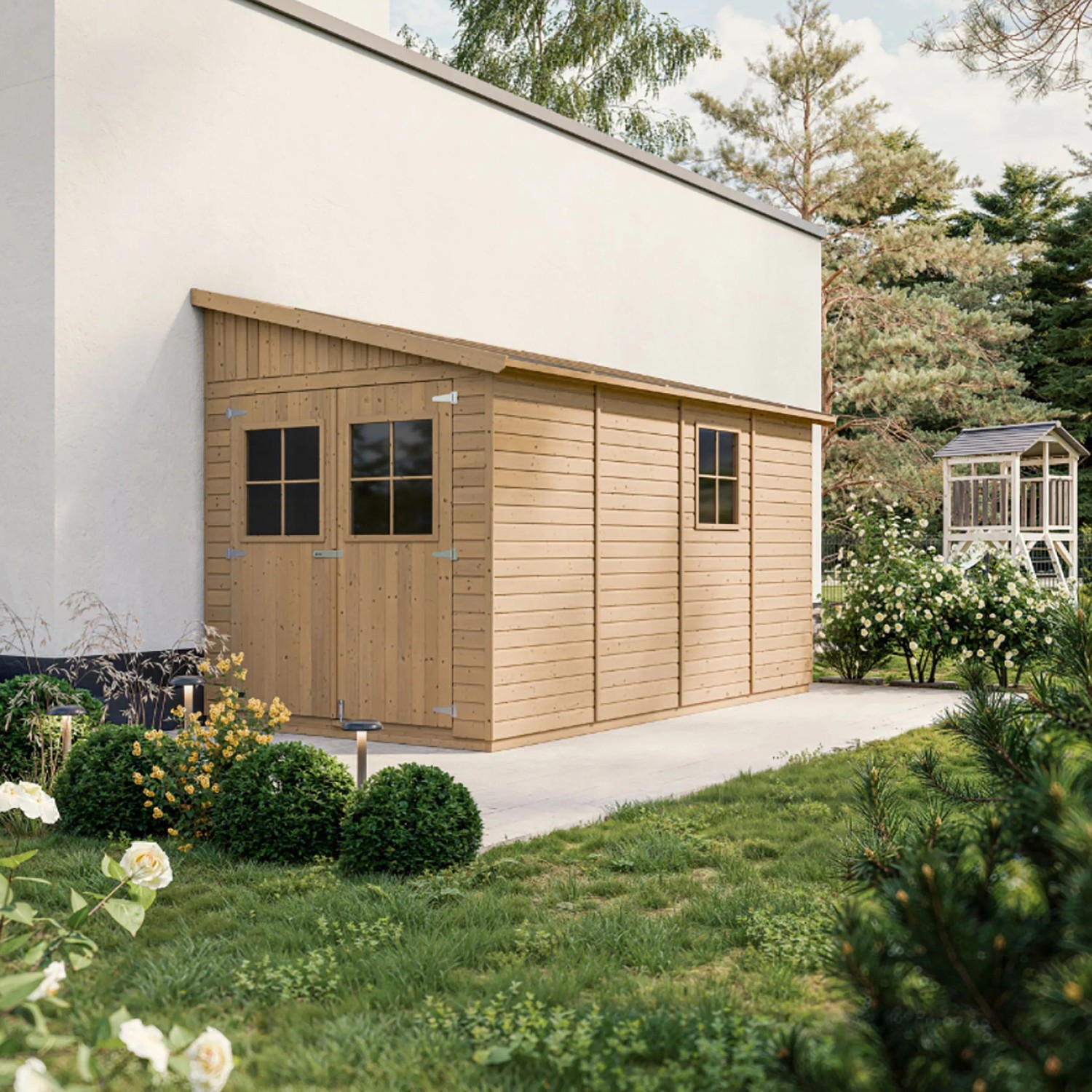 Timbela Dřevěný zahradní domek - přístavba M340A bez podlahy, 205 x 395 cm