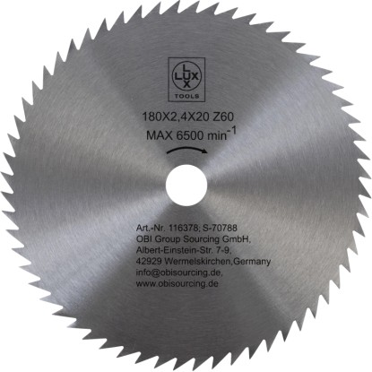 LUX-TOOLS Pilový kotouč do dřeva, 60 zubů, pr. 180 x 20 mm