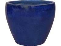 Kónický květináč glazovaný terakota, modrý, pr. 18 x 18 cm