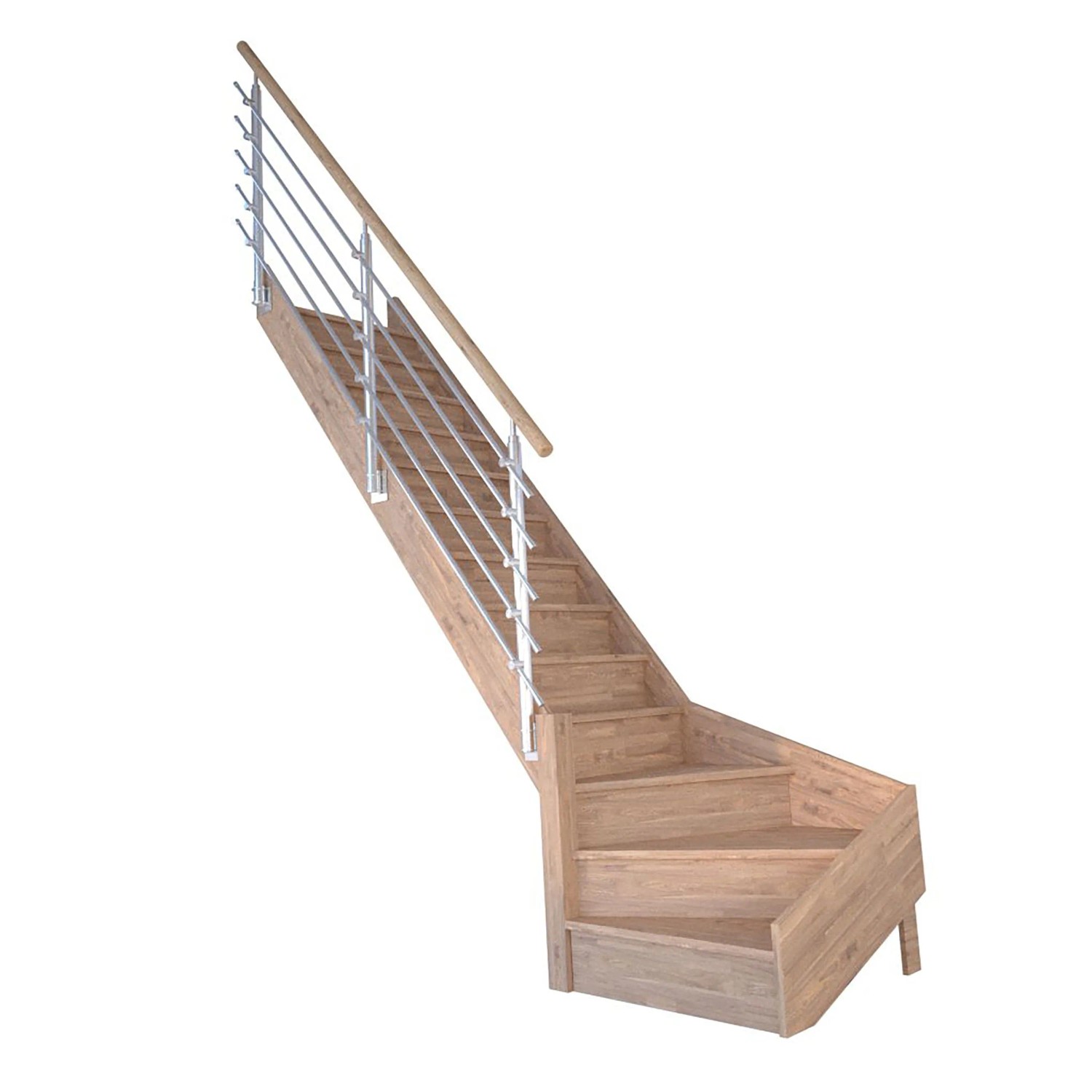 StarWood Schody Rhodos dubové levé uzavřené design. nerezové zábradlí