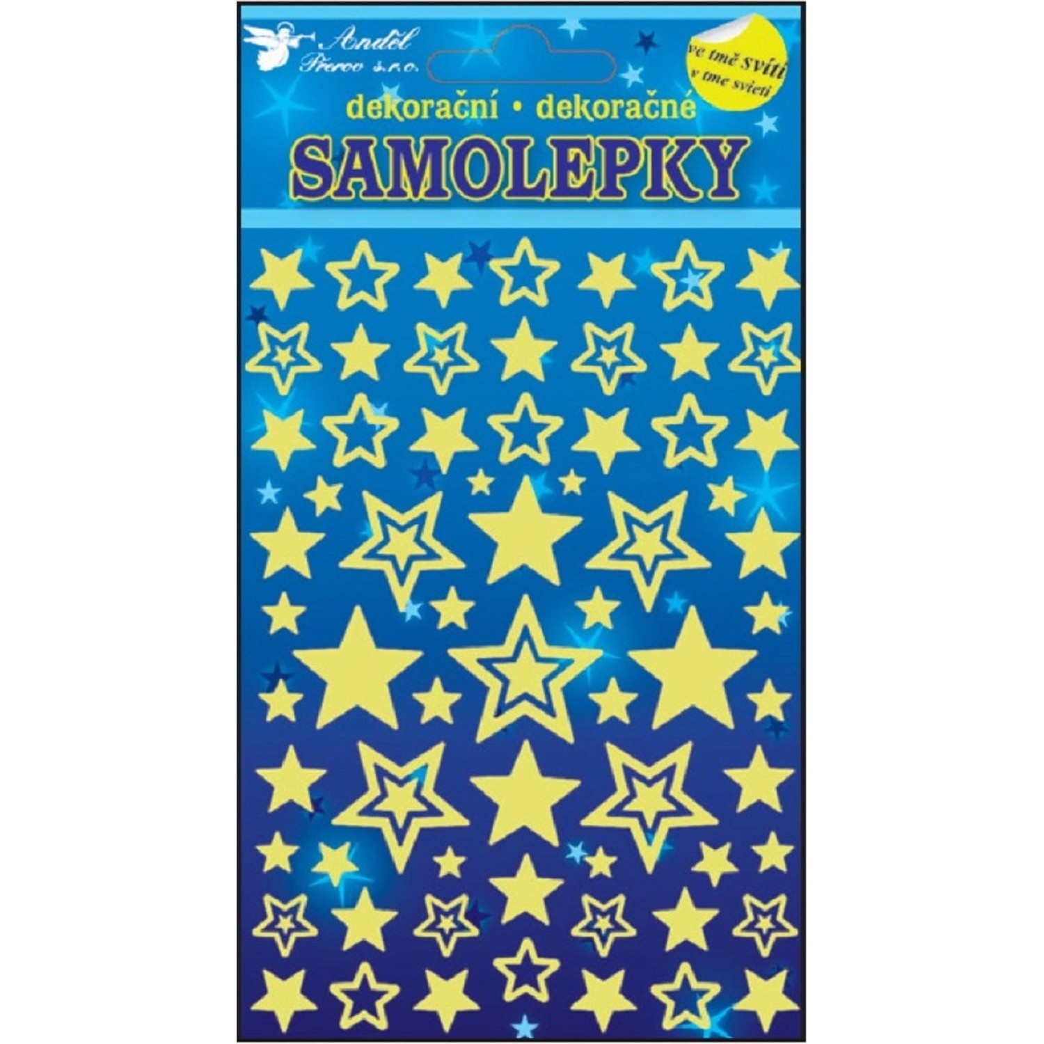 Samolepky svítící ve tmě, hvězdičky, 18 x 13 cm