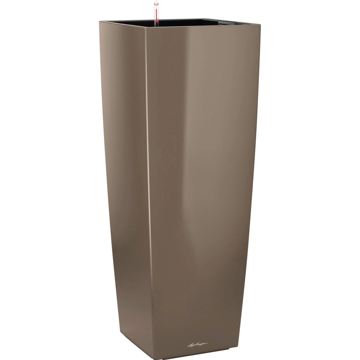 Lechuza Květináč Cubico Alto Premium, šedohnědá vysoce lesklá, 40 x 40 x 105 cm