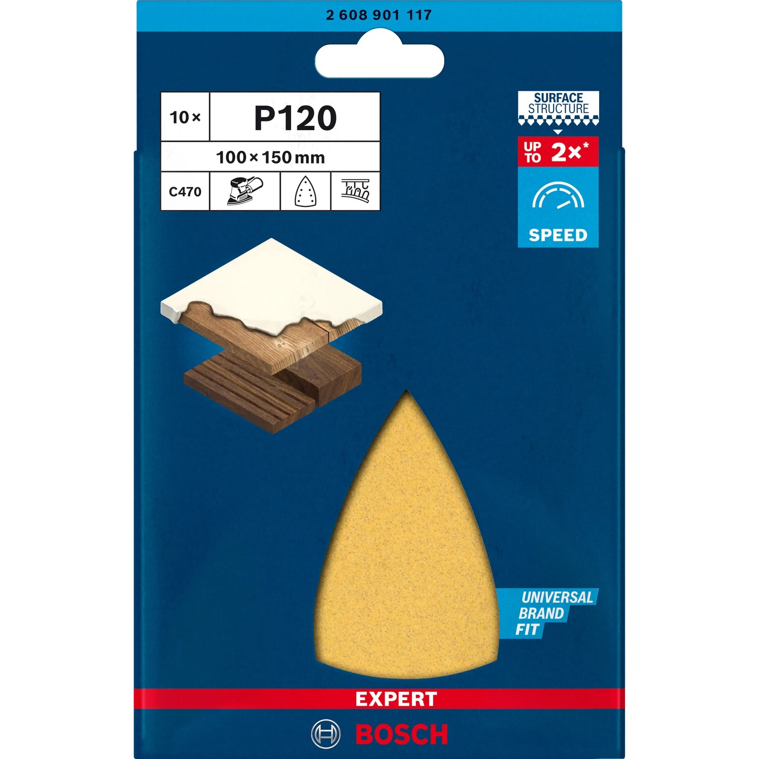 Levně Bosch Brusný papír Expert C470 P120, 7 otvorů, 100 x 150 mm, 10 ks