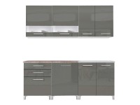 Black&White Style Kuchyňská sestava Nikki lesklá grafitová, 200 cm