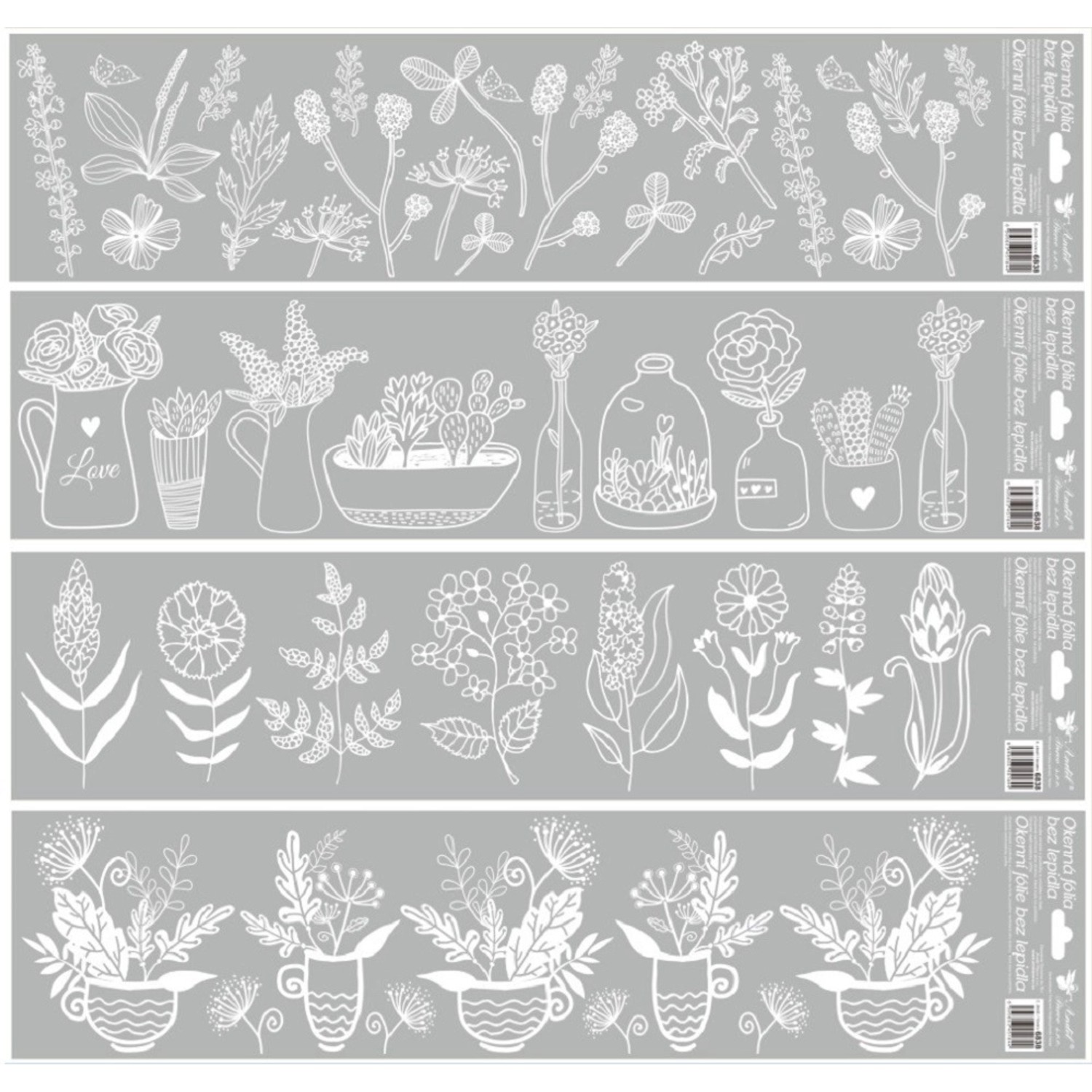 Anděl Přerov Dekorační okenní fólie srdce z květů, mix dekorů, 30 x 33,5 cm