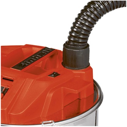 Einhell Power X-Change akumulátorový vysavač popela TE-AV 18/15 Li C-Solo: Detail hadice a ovládacích prvků.
