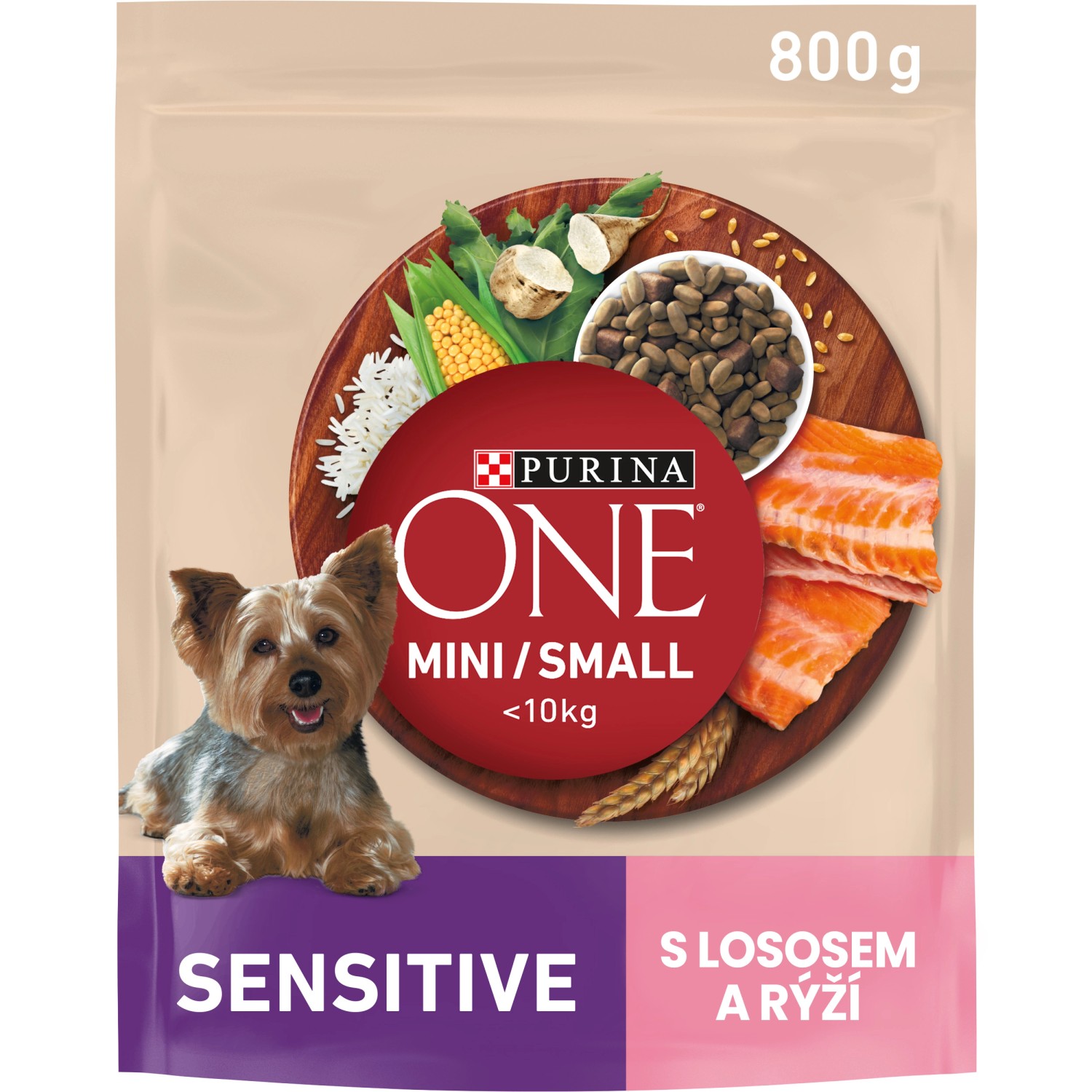 Purina One Granule Mini/Small Dog Sensitive losos s rýží 800 g