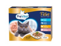 PreVital Kapsičky pro kočky dušené filetky v želé 12 x 85 g
