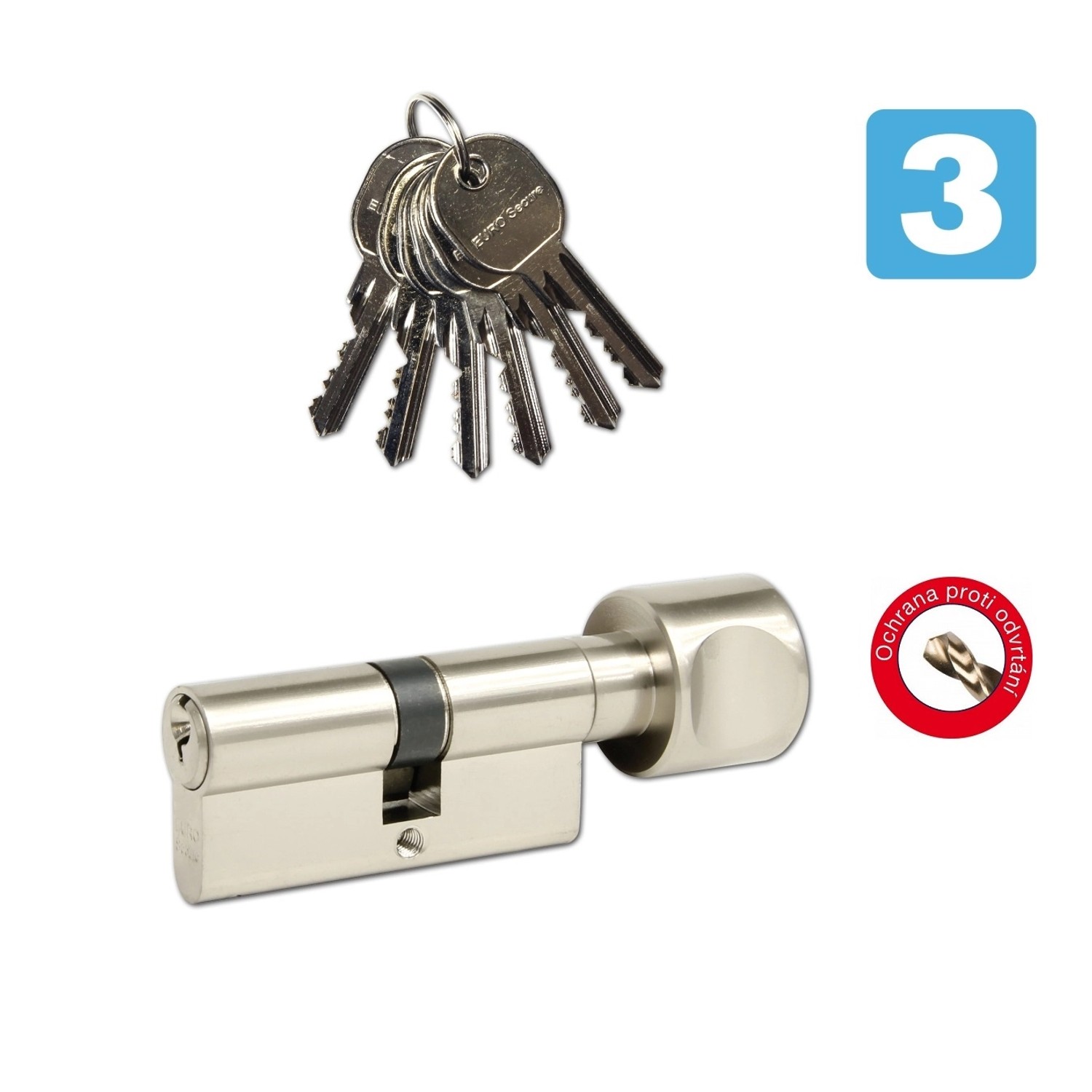 Richter Czech EURO Secure Bezpečnostní vložka 30/40K, 6 klíčů, matný nikl